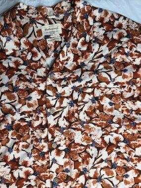 Weatherproof Vintage Floral Linen Shirt Mens XL Button Front Camp Casual